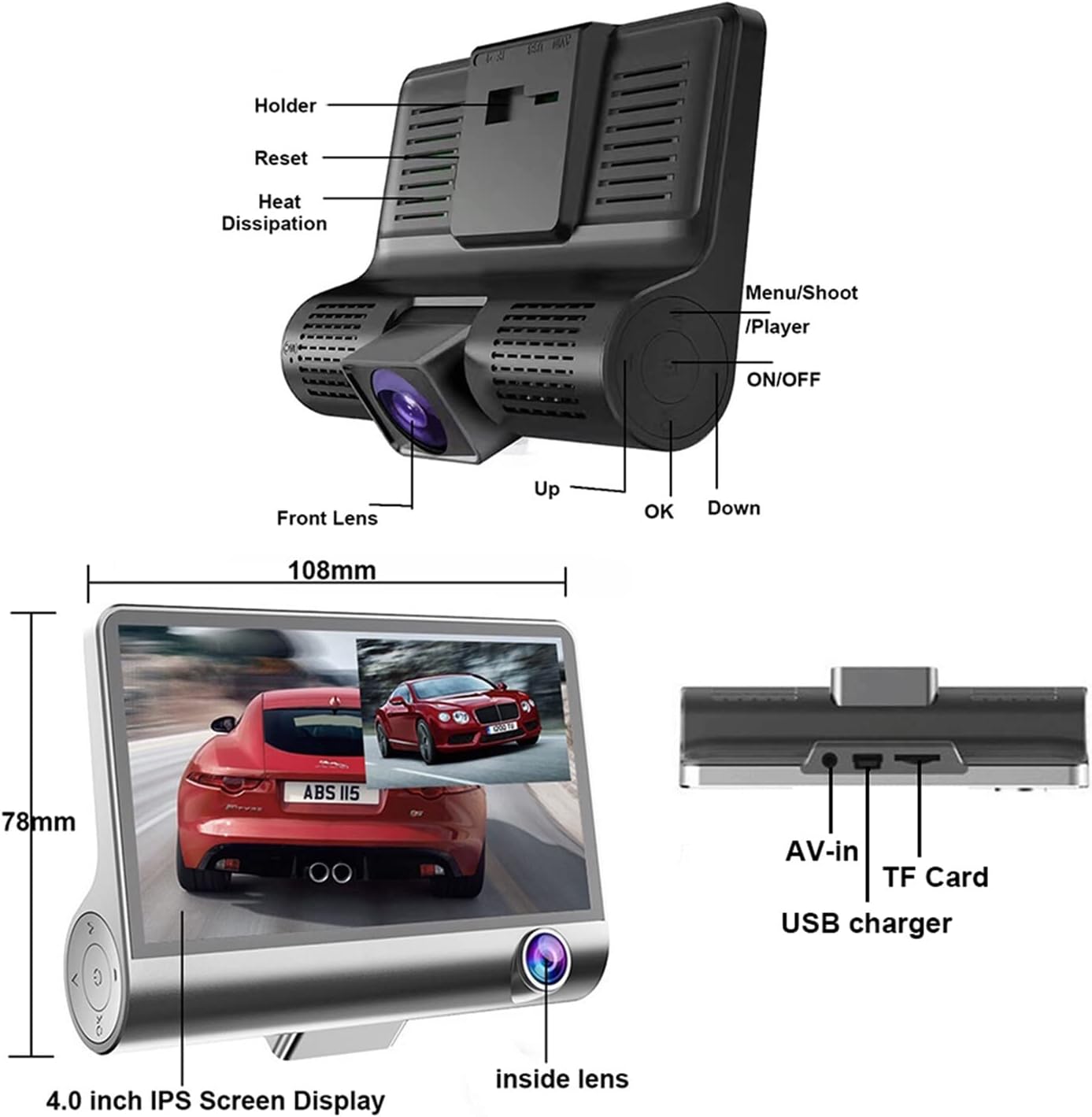 Miniatura 3 de Cámara Carro Dvr Hd 3 Lentes Full Hd